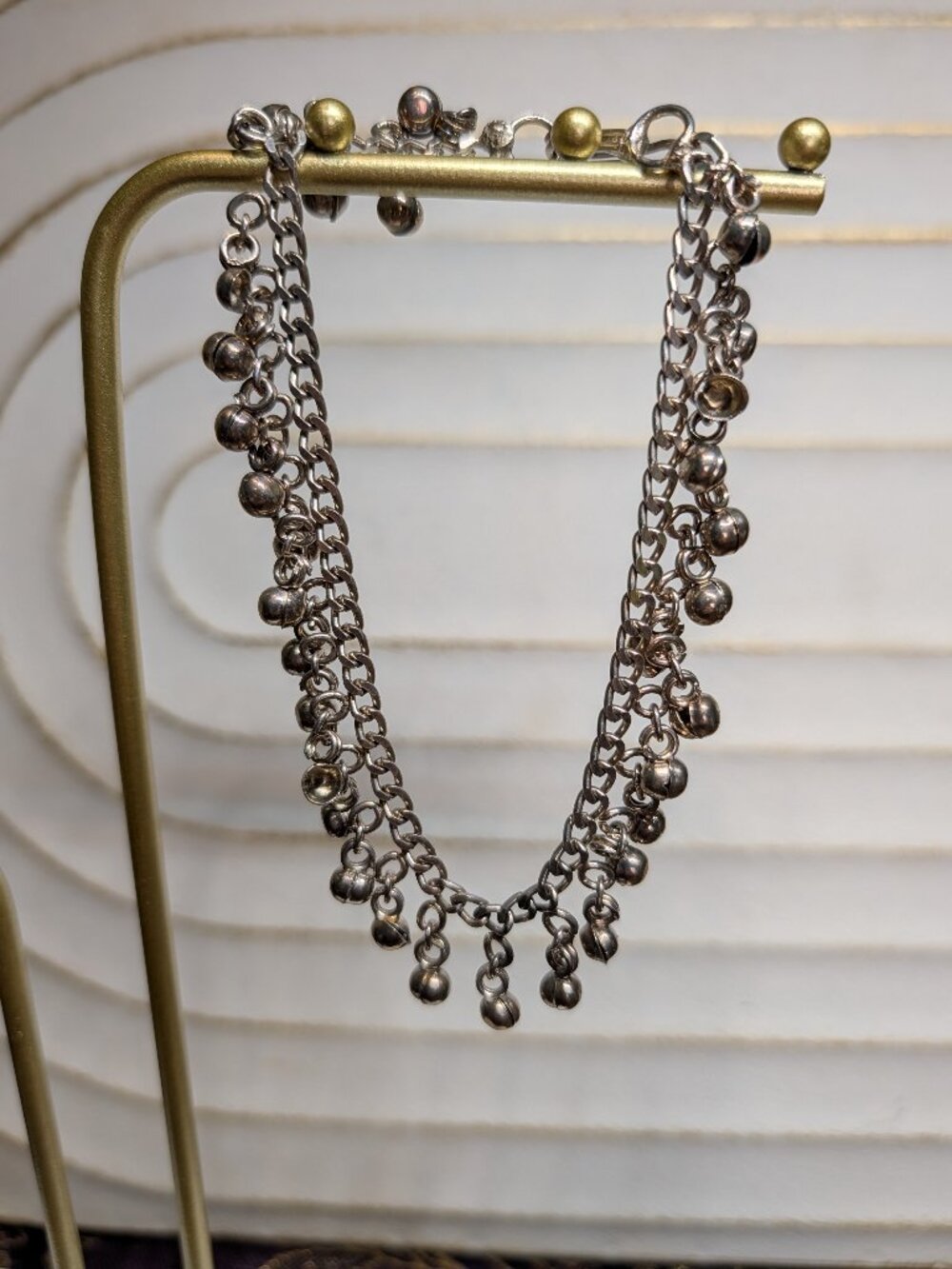 Silver Tone Bell Anklet Jingle Ghungroo Curb Chain Payal Boho Belly Dance Beach